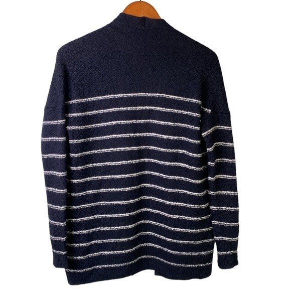 Vince Wool Blend Navy & White Stripe Open Front Cardigan Sweater Long Sleeves - Picture 7 of 14